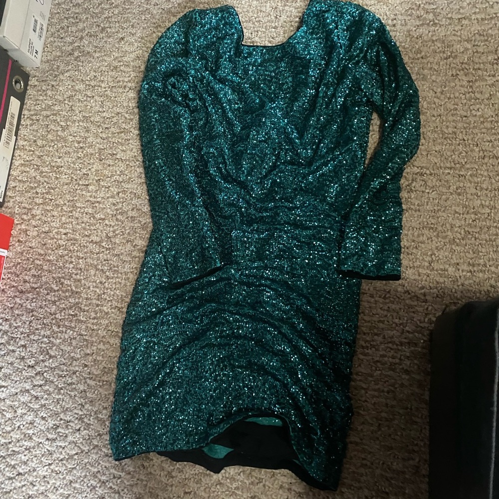 New green H&M sequence dress size 8